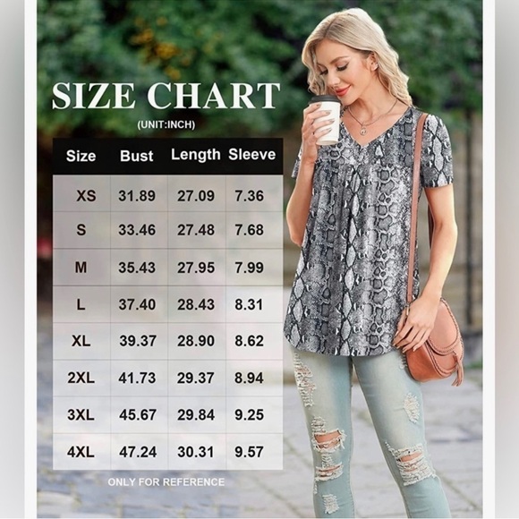 Snakeskin V-Neck Flowy Tunic Blouse - Picture 8 of 10